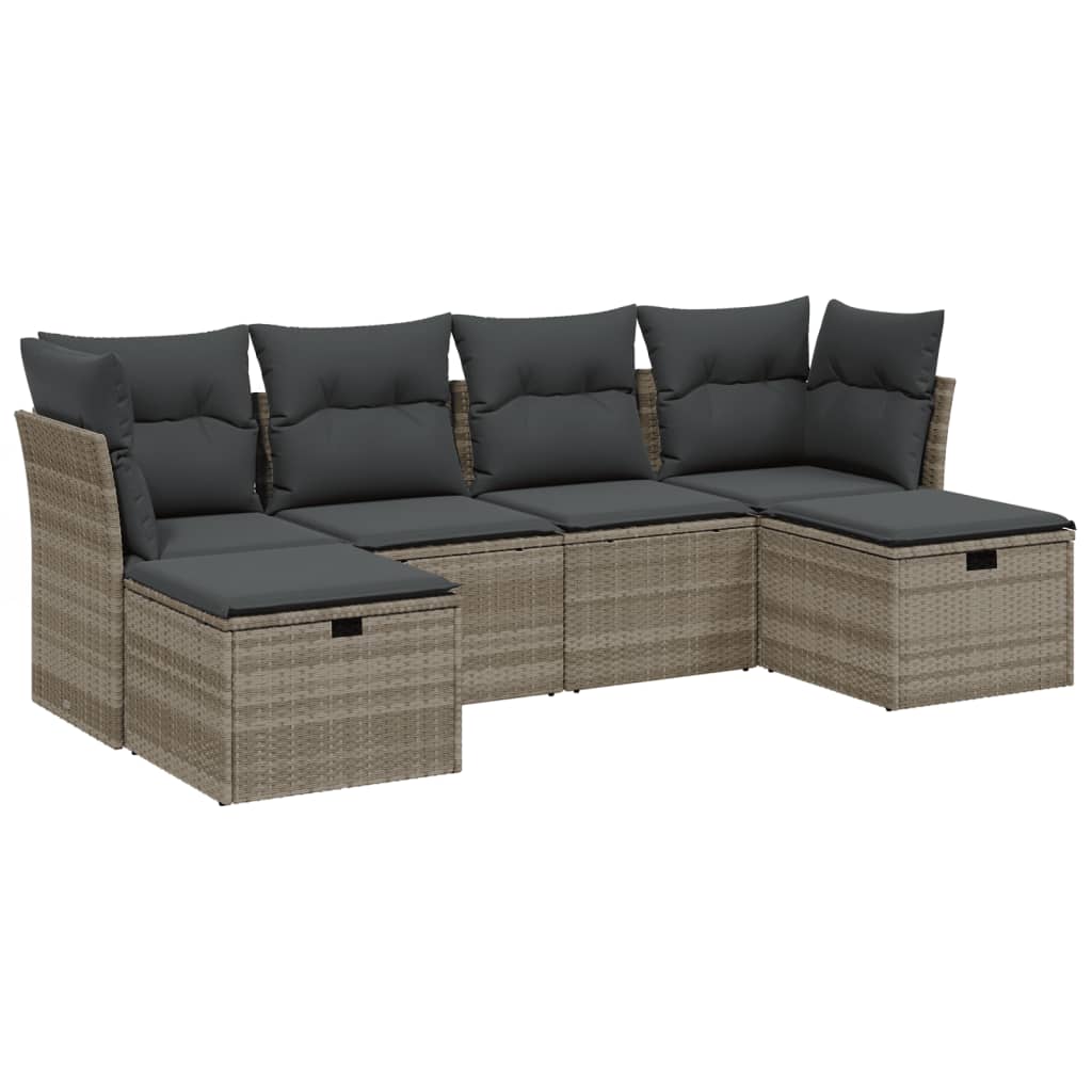 Set Divano da Giardino 6pz con Cuscini Grigio Chiaro Polyrattan - homemem39