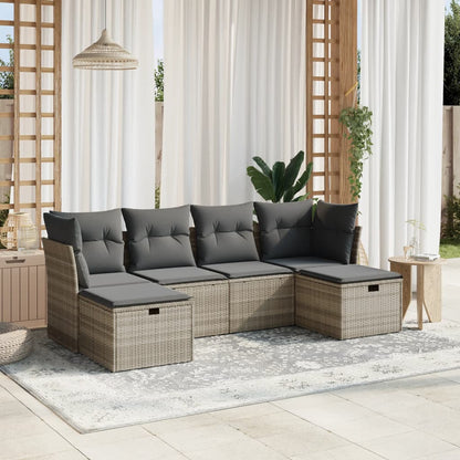 Set Divano da Giardino 6pz con Cuscini Grigio Chiaro Polyrattan - homemem39