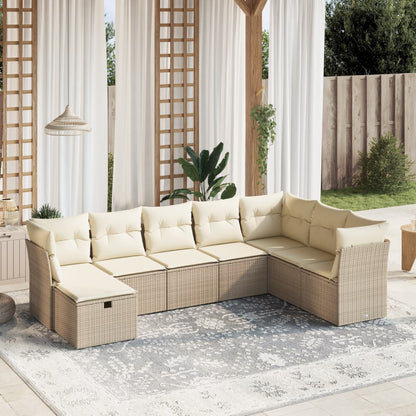 Set Divano da Giardino 8 pz con Cuscini Beige in Polyrattan - homemem39