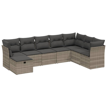 Set Divano da Giardino 8pz con Cuscini Grigio Chiaro Polyrattan - homemem39