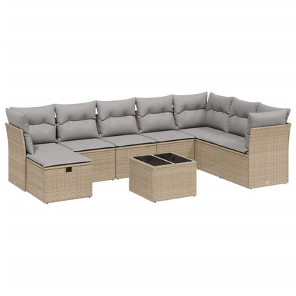 Set Divano da Giardino 9 pz con Cuscini Beige Misto Polyrattan - homemem39