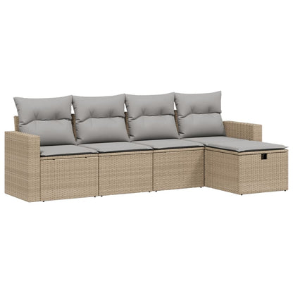 Set Divano da Giardino 5 pz con Cuscini Beige Misto Polyrattan - homemem39
