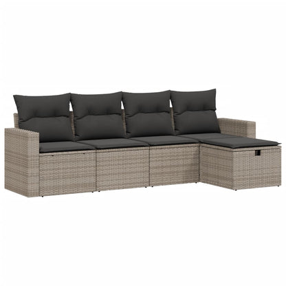 Set Divano da Giardino 5 pz con Cuscini Grigio in Polyrattan | homemem39