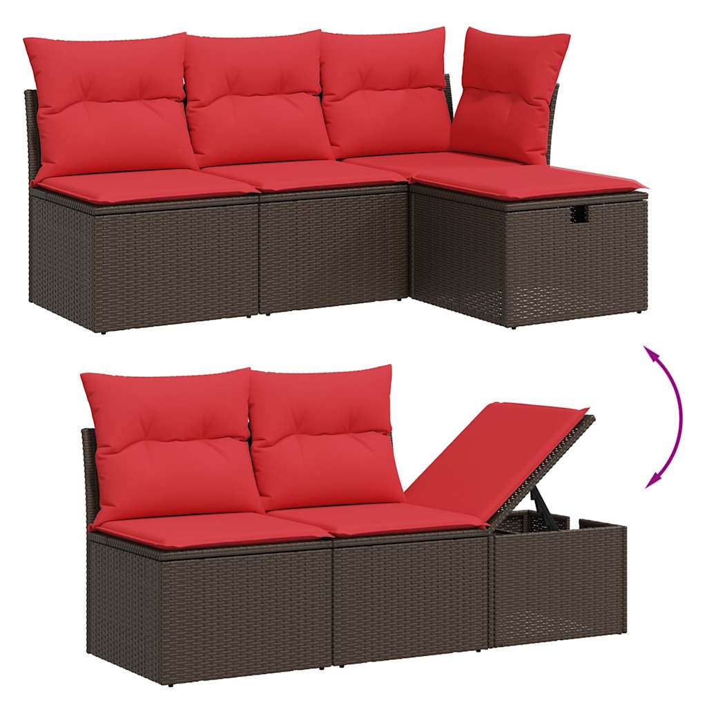 Set Divani da Giardino 5 pz con Cuscini Marrone in Polyrattan | homemem39