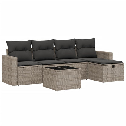 Set Divano da Giardino 6 pz con Cuscini Grigio in Polyrattan | homemem39
