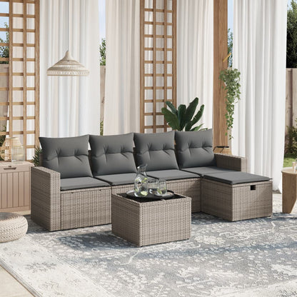 Set Divano da Giardino 6 pz con Cuscini Grigio in Polyrattan | homemem39