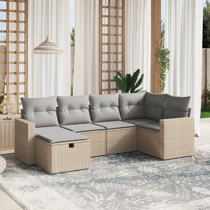Set Divano da Giardino 6 pz con Cuscini Beige Misto Polyrattan - homemem39