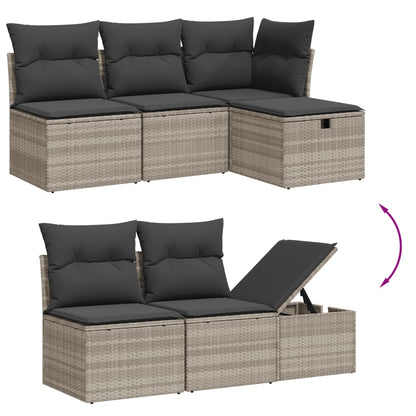 Set Divano da Giardino 6pz con Cuscini Grigio Chiaro Polyrattan - homemem39