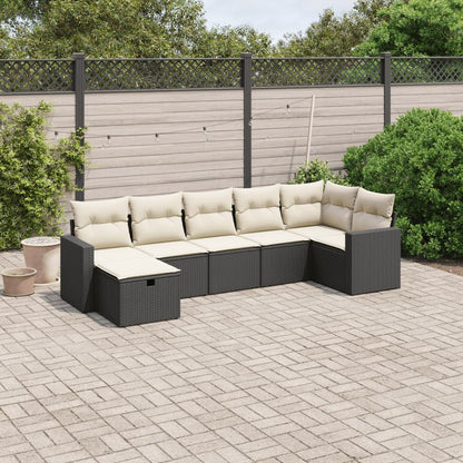 Set Divani da Giardino con Cuscini 7pz Nero Polyrattan - homemem39