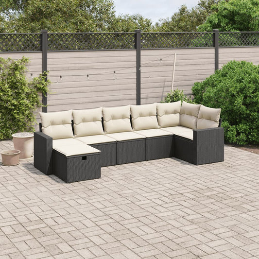 Set Divani da Giardino con Cuscini 7pz Nero Polyrattan - homemem39