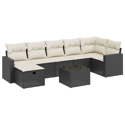 Set Divani da Giardino con Cuscini 8 pz Nero in Polyrattan | homemem39
