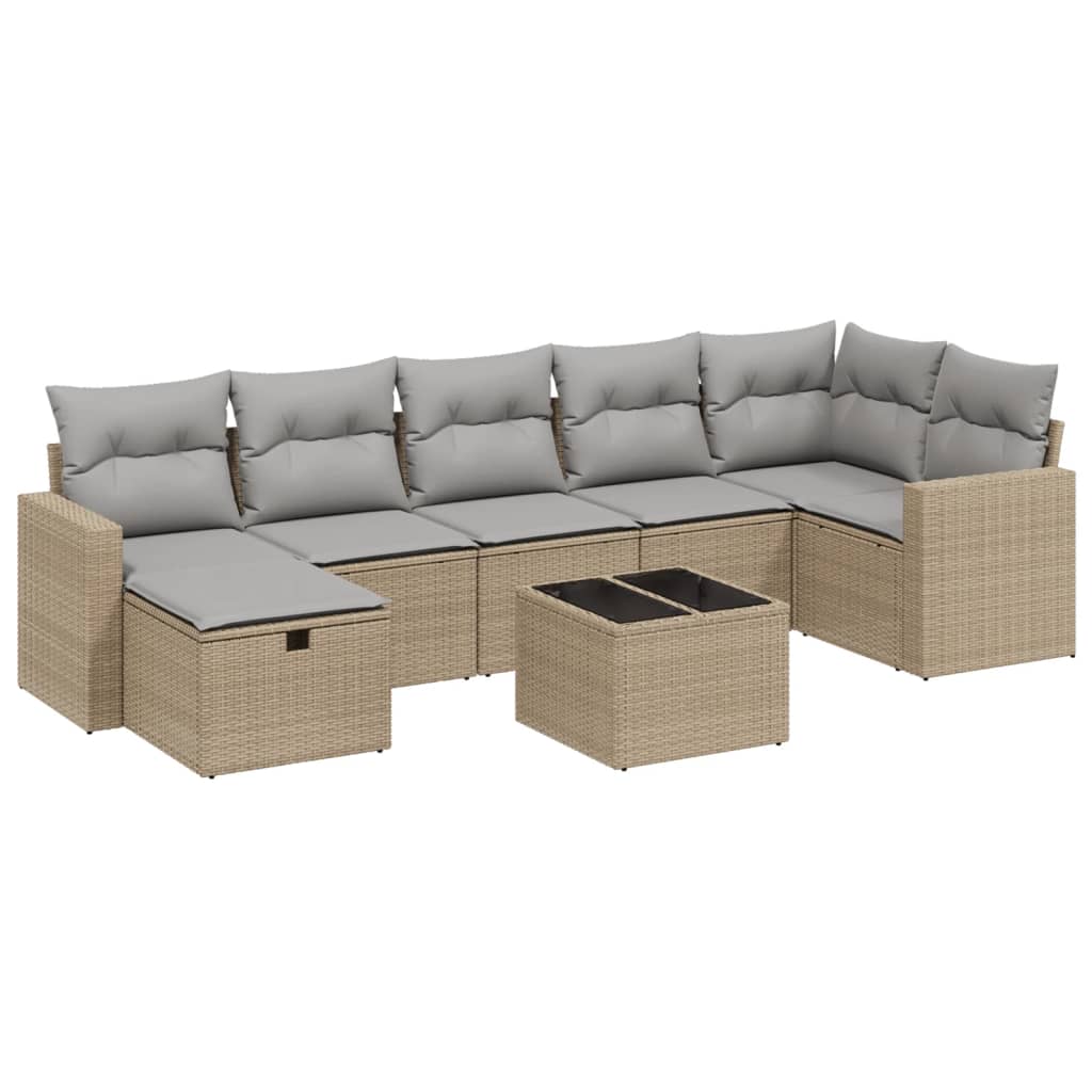 Set Divano da Giardino 8 pz con Cuscini Beige Misto Polyrattan - homemem39