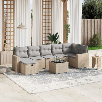 Set Divano da Giardino 8 pz con Cuscini Beige Misto Polyrattan - homemem39