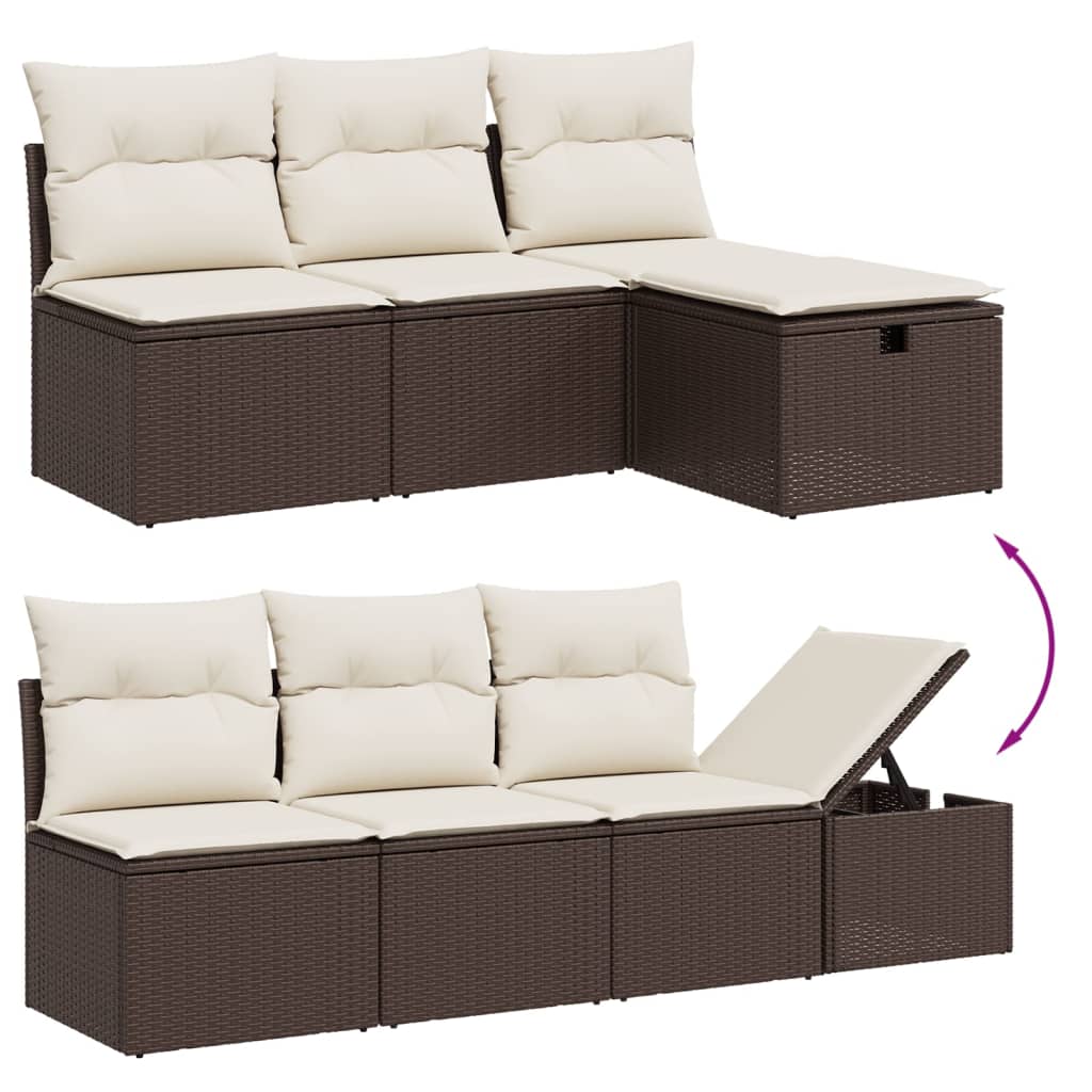 Set Divani da Giardino 8 pz con Cuscini Marrone in Polyrattan - homemem39