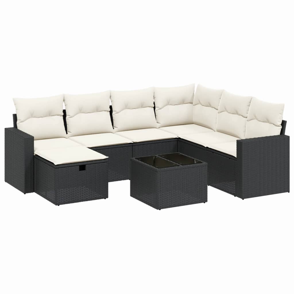 Set Divani da Giardino con Cuscini 8 pz Nero in Polyrattan - homemem39