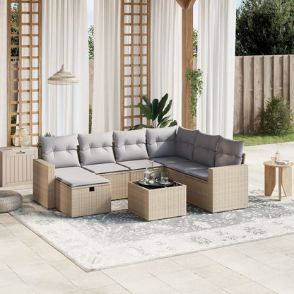 Set Divano da Giardino 8 pz con Cuscini Beige Misto Polyrattan - homemem39