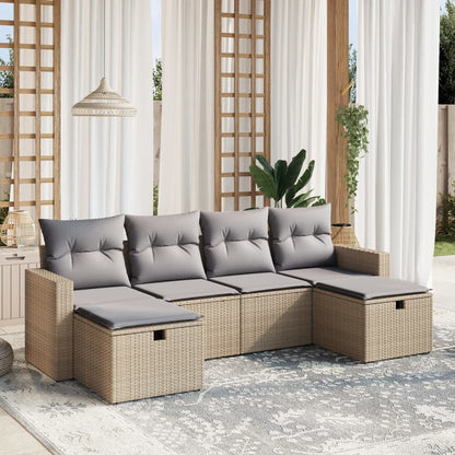 Set Divano da Giardino 6 pz con Cuscini Beige Misto Polyrattan - homemem39