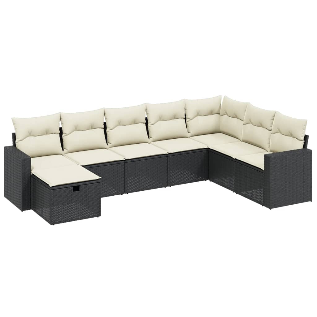 Set Divani da Giardino con Cuscini 8 pz Nero in Polyrattan - homemem39