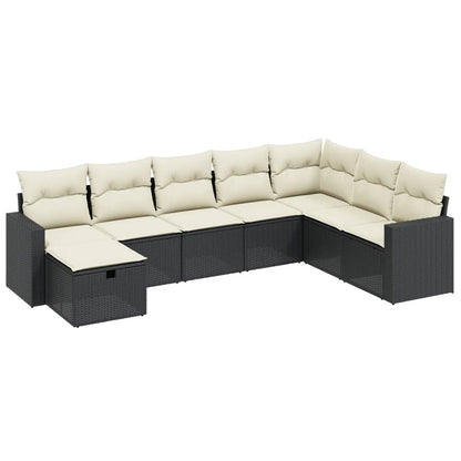 Set Divani da Giardino con Cuscini 8 pz Nero in Polyrattan - homemem39
