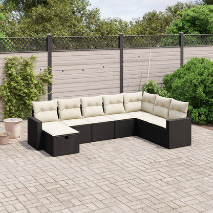 Set Divani da Giardino con Cuscini 8 pz Nero in Polyrattan - homemem39