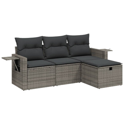 Set Divani da Giardino 4 pz con Cuscini in Polyrattan Grigio | homemem39