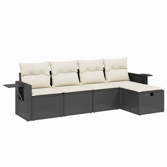 Set Divani da Giardino 5 pz con Cuscini in Polyrattan Nero - homemem39