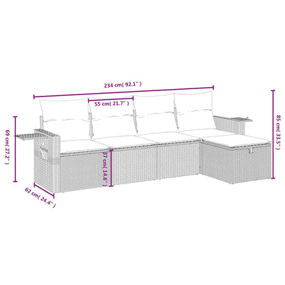 Set Divani da Giardino 5 pz con Cuscini in Polyrattan Nero | homemem39
