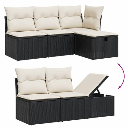 Set Divano da Giardino 6 pz con Cuscini Nero in Polyrattan - homemem39