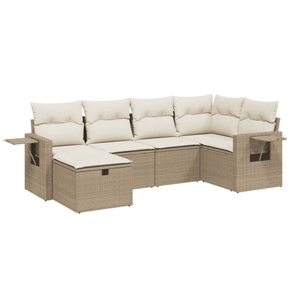 Set Divano da Giardino 6 pz con Cuscini Beige in Polyrattan - homemem39