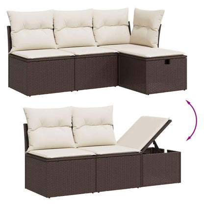 Set Divano da Giardino 6 pz con Cuscini Marrone in Polyrattan - homemem39