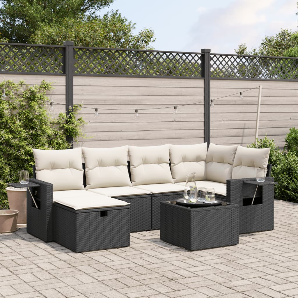 Set Divani da Giardino con Cuscini 7pz Nero Polyrattan - homemem39