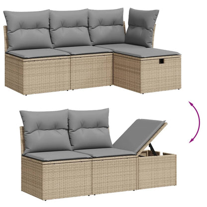 Set Divano da Giardino 7 pz con Cuscini Beige Misto Polyrattan - homemem39