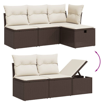 Set Divani da Giardino 7 pz con Cuscini Marrone in Polyrattan - homemem39