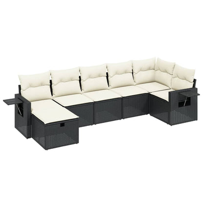 Set Divani da Giardino con Cuscini 7pz Nero Polyrattan - homemem39