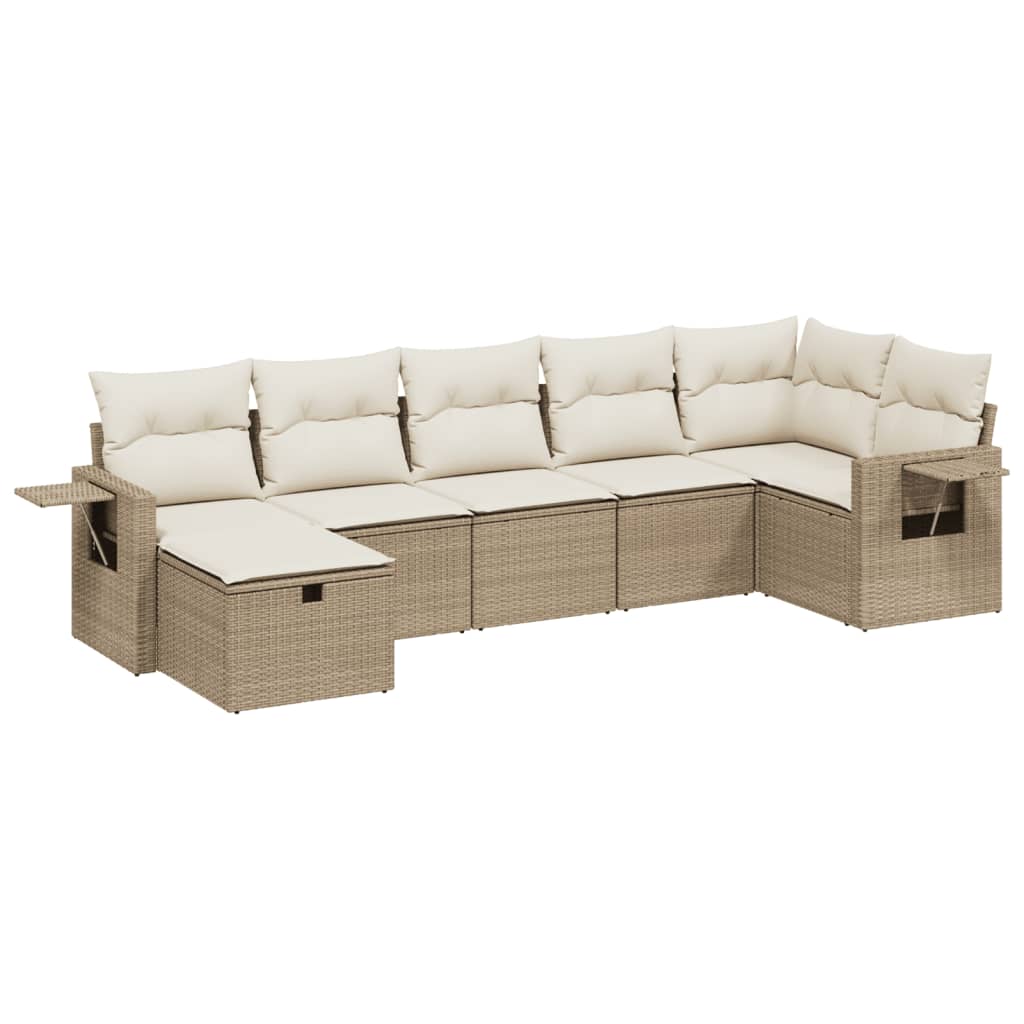Set Divani da Giardino 7 pz con Cuscini Beige in Polyrattan - homemem39