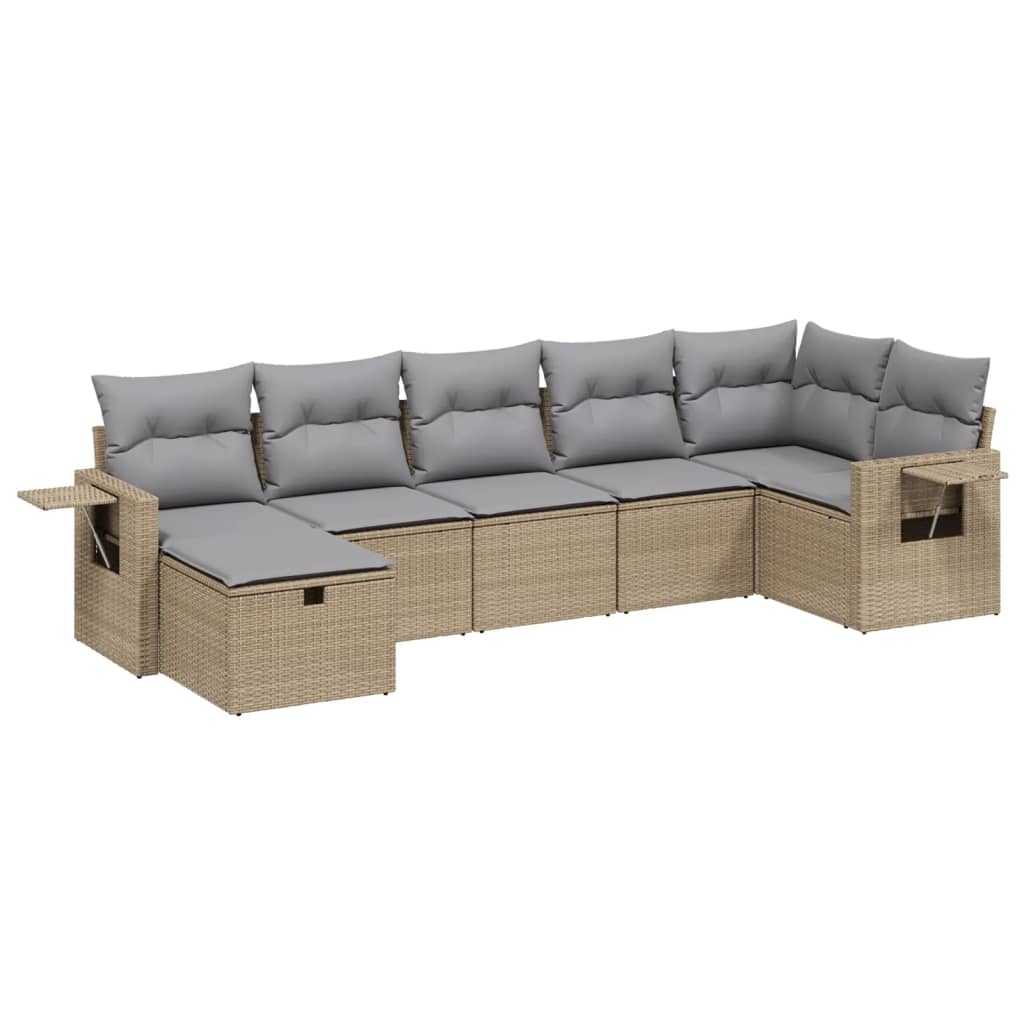 Set Divano da Giardino 7 pz con Cuscini Beige Misto Polyrattan - homemem39
