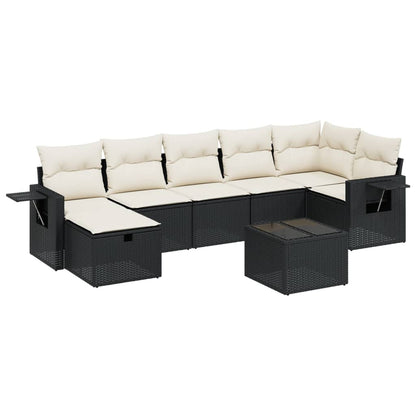 Set Divani da Giardino con Cuscini 8 pz Nero in Polyrattan | homemem39