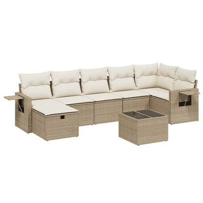 Set Divano da Giardino 8 pz con Cuscini Beige in Polyrattan | homemem39