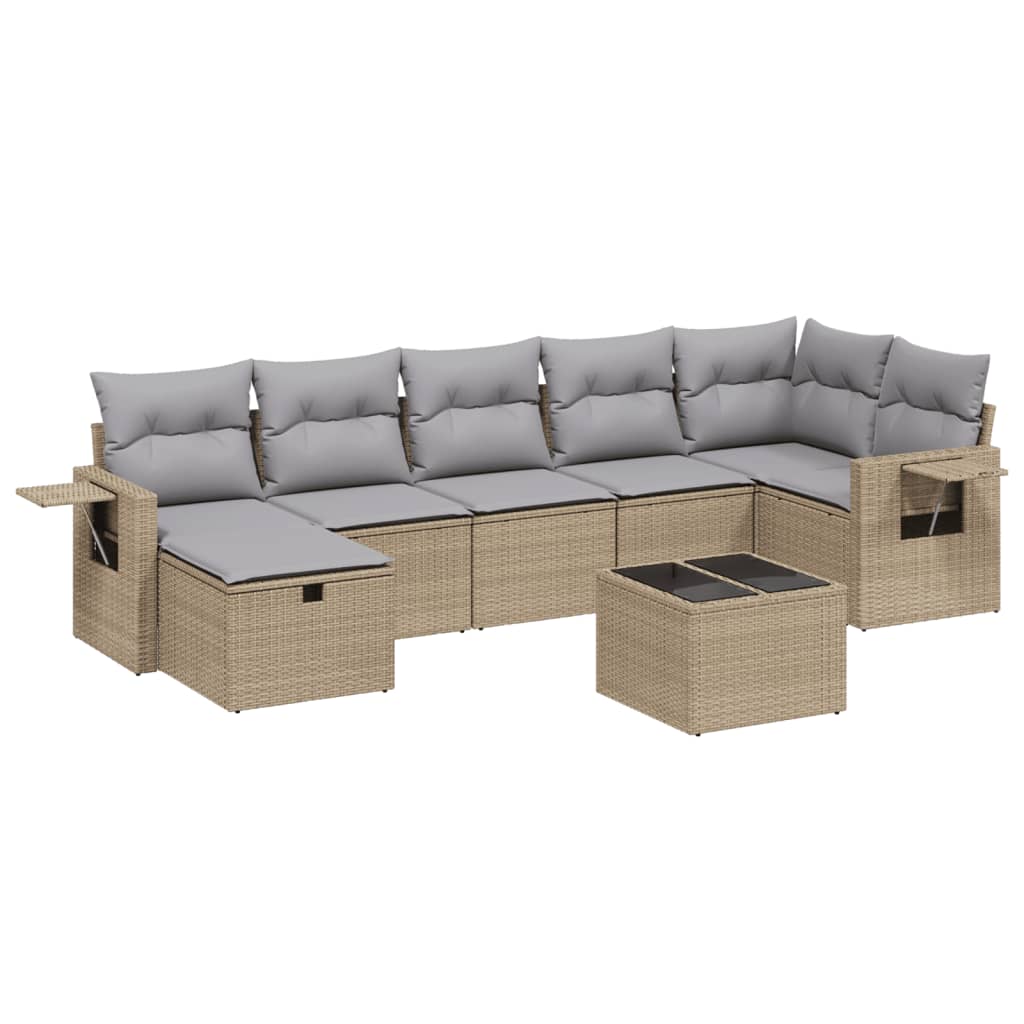 Set Divano da Giardino 8 pz con Cuscini Beige Misto Polyrattan - homemem39