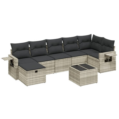 Set Divano da Giardino 8pz con Cuscini Grigio Chiaro Polyrattan - homemem39