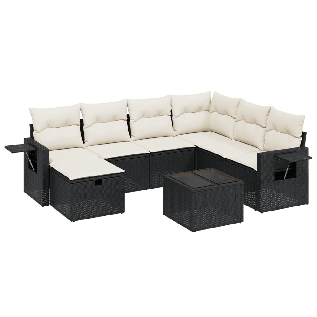Set Divani da Giardino con Cuscini 8 pz Nero in Polyrattan | homemem39