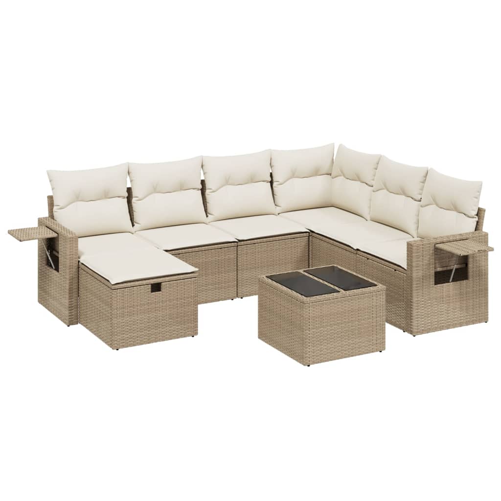 Set Divano da Giardino 8 pz con Cuscini Beige in Polyrattan - homemem39