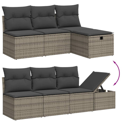 Set Divano da Giardino 8 pz con Cuscini Grigio in Polyrattan | homemem39