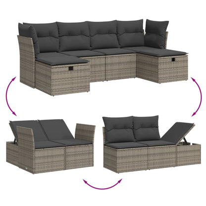 Set Divano da Giardino 6 pz con Cuscini Grigio in Polyrattan | homemem39