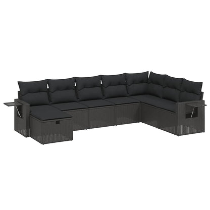 Set Divani da Giardino con Cuscini 8 pz Nero in Polyrattan | homemem39