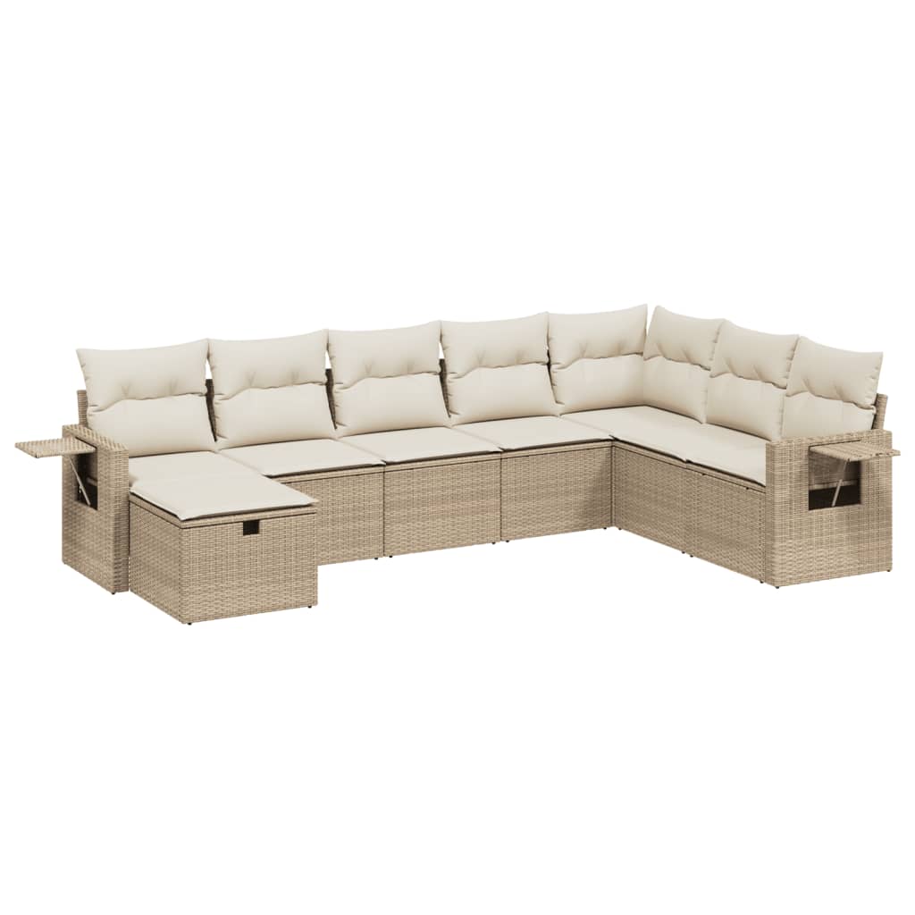 Set Divano da Giardino 8 pz con Cuscini Beige in Polyrattan | homemem39