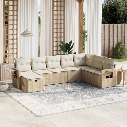 Set Divano da Giardino 8 pz con Cuscini Beige in Polyrattan - homemem39