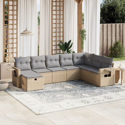 Set Divano da Giardino 8 pz con Cuscini Beige Misto Polyrattan - homemem39
