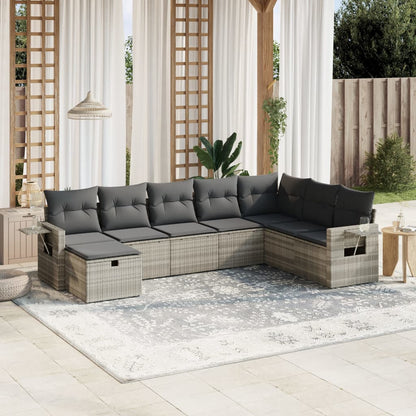 Set Divano da Giardino 8pz con Cuscini Grigio Chiaro Polyrattan - homemem39