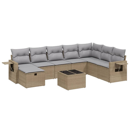 Set Divano da Giardino 9 pz con Cuscini Beige Misto Polyrattan - homemem39